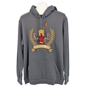 Marvel Deadpool King Hoodie Unisex Size XL Embroidered Crest Pullover Streetwear